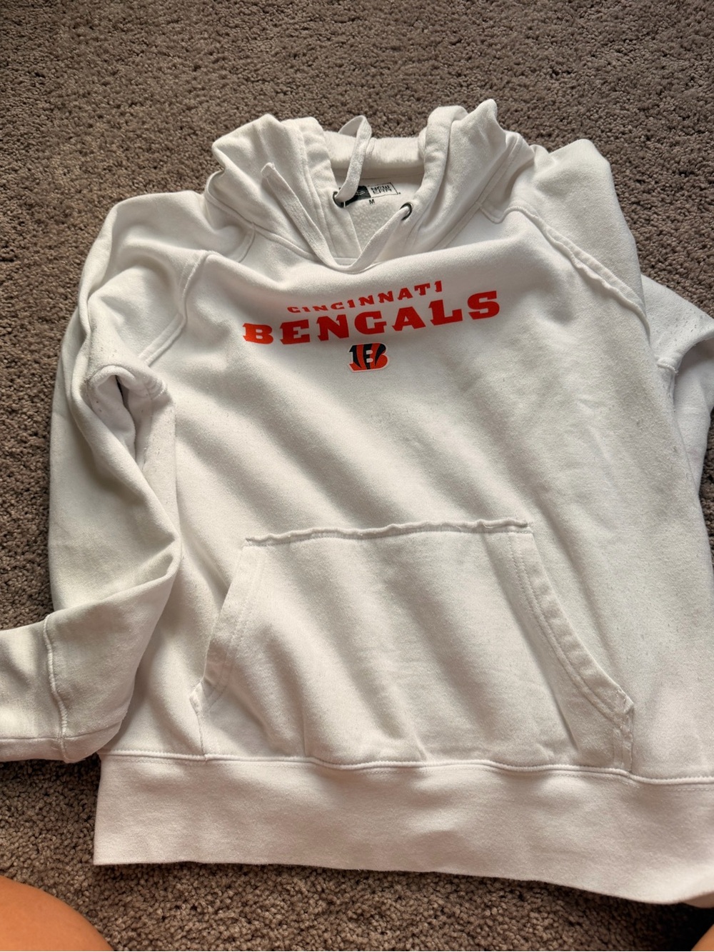 New Era White Hoodie with Orange & Black Bengals Logo